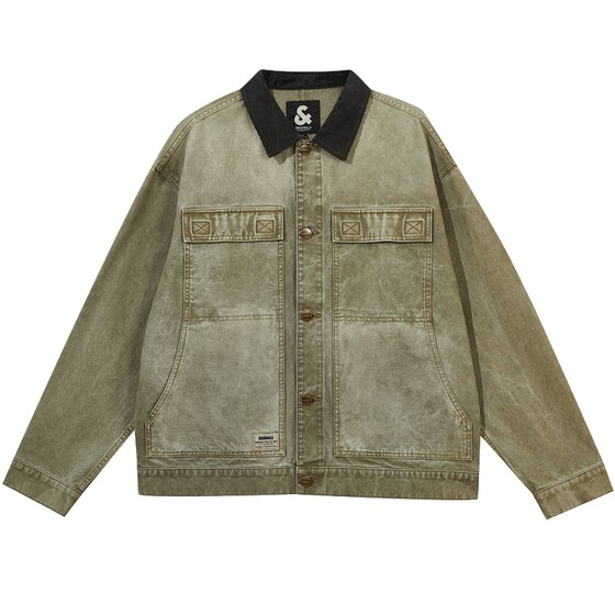 
Jack Jones Men's Spring New Cotton Jacket Washed Corduroy Lapel Denim Jacket 226157023