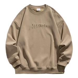 380g美式加绒卫衣男冬季新款宽松潮牌大码圆领上衣秋冬休闲外套潮