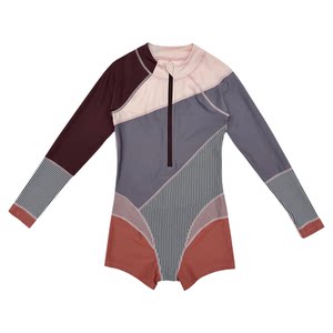 
There are such long-sleeved shorts quick-drying sun protection one-piece parent-child girl swimsuit teenager girl children's swimsuit