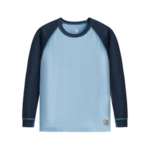 Janus Norwegian Meru Nu Wool Summer Children's T -shirt Sweat and Dry Long -sleeved Boys Broken Broken Broken Parent -Child Parent
