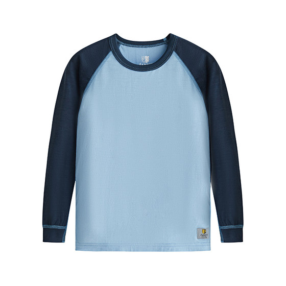 Janus Norwegian Meru Nu Wool Summer Children's T -shirt Sweat and Dry Long -sleeved Boys Broken Broken Broken Parent -Child Parent
