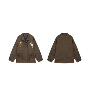 
Fairy's Pocket Original Embroidered Loose Retro Windbreaker Women's 2025 Autumn and Winter New Pressed Pleated Slim Work Jacket