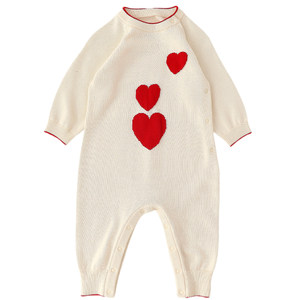 
WHYLOOK New Year parent-child outfit for a family of three going out tops baby jumpsuit baby knitted sweater love