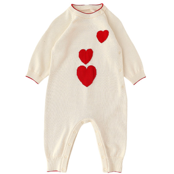 
WHYLOOK New Year parent-child outfit for a family of three going out tops baby jumpsuit baby knitted sweater love