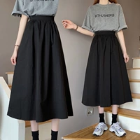 Черная весенняя юбка в складку, длинная длинная юбка, подходит для подростков, А-силуэт, коллекция 2023, высокая талия, длина миди