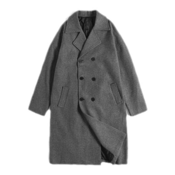 Winter woolen coat men's medium -long over -knee -collapsed double -breasted woolen woolen coat coat thickened inspiration