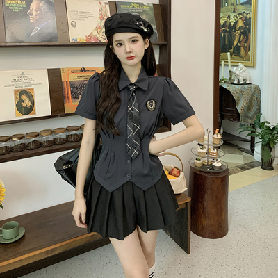 taobao agent Summer sexy tie, uniform, for plus size ladies, with short sleeve