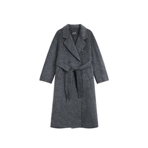 
pusumede Bristol elegant double-sided woolen coat women's mid-length belted waisted woolen coat