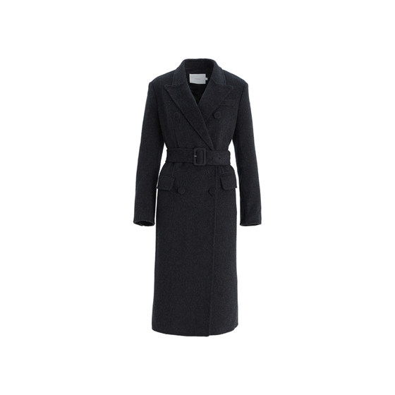 
OBEG Obiqian winter high-intellectual double-sided woolen coat women's mid-length waisted wool coat 50484548
