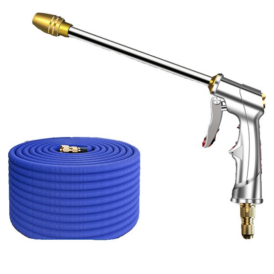 
Car wash water gun high pressure spray head household faucet telescopic water pipe hose explosion-proof and powerful ground washing tools