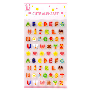 Colorful transparent candy three-dimensional digital English letter crystal stickers children's keyboard mobile phone case decoration stickers