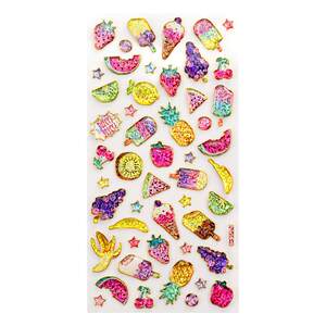 
Shiny laser children girl gold stamping crystal sticker ice cream fruit cup hand tent stationery decoration sticker