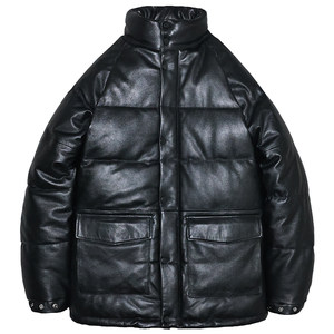 
Genuine leather down cold-proof bread coat first-layer soft cowhide coat for men and women slim-fitting mid-length casual stand-up collar Kimura Takuyabe