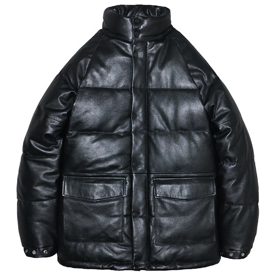 
Genuine leather down cold-proof bread coat first-layer soft cowhide coat for men and women slim-fitting mid-length casual stand-up collar Kimura Takuyabe