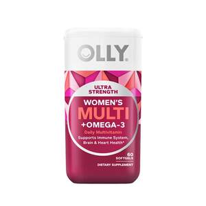 OLLY Women's Fish Oil Multivitamin Omega3 Women's Multidimensional Soft Capsule Biotin Ovarian Care 60 Capsules