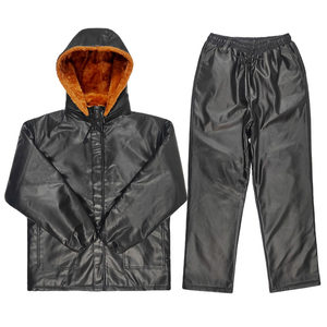 Add velvet thick leather leather pants leather set Men's takeaway driving windproof, warm, cold, loose leather leather leather cotton jacket
