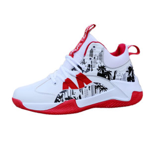 
High-top basketball men's shoes spring and autumn student sports shoes leather waterproof practical sneakers non-slip wear-resistant combat boots men's trendy shoes