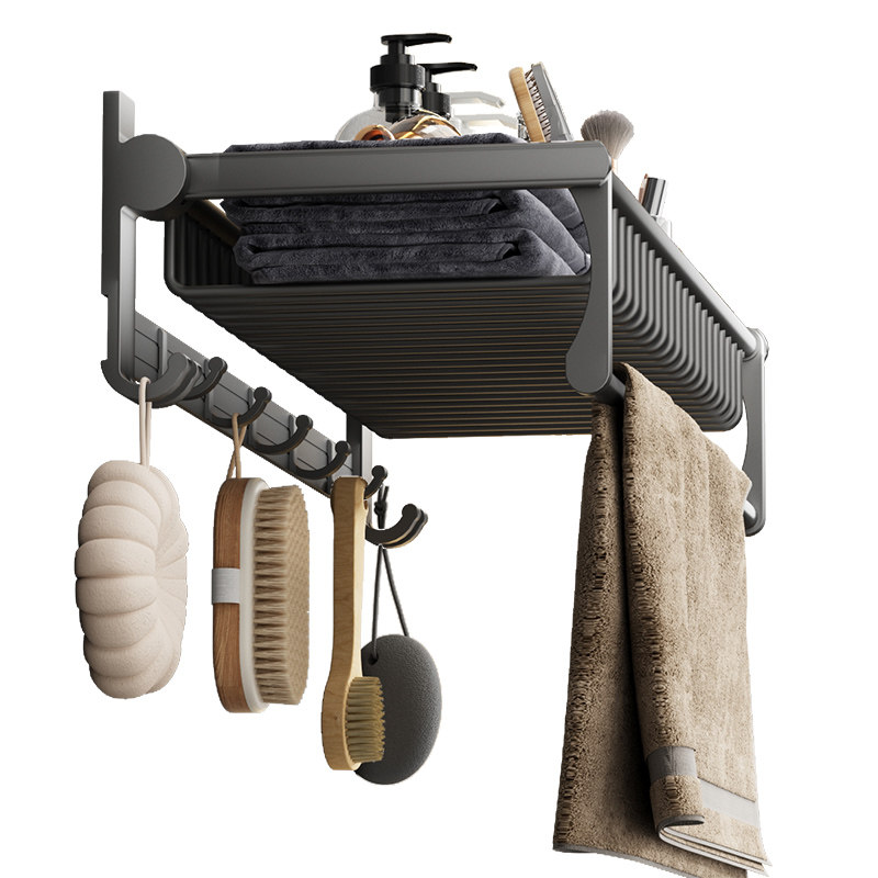 Gun Gray Bathroom Towel Rack Wall Hanging Luxury