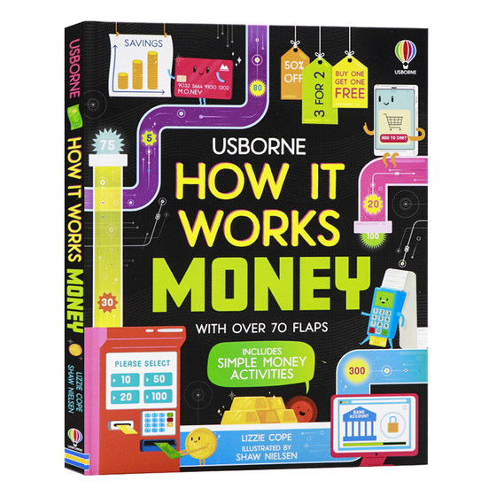 Usborne出品 金钱是如何运转的 英文原版绘本 How It Works Money 儿童趣味科普认知资金 科学理财纸板翻翻书 英语读物精装大开本