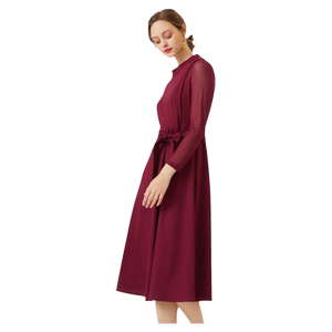 Manhaf big -name women's half -high -necked high -waisted high -waisted dress, commute wine red waist dress temperament lady skirt