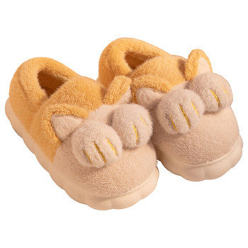 
Cat claw cotton slippers with warm heel and cute