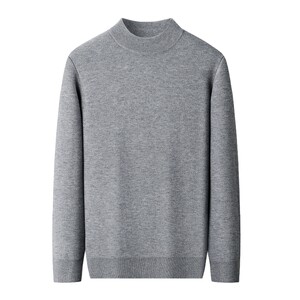 
2025 new men's velvet thickened woolen sweater winter half turtleneck one-piece velvet sweater warm inner knitted sweater