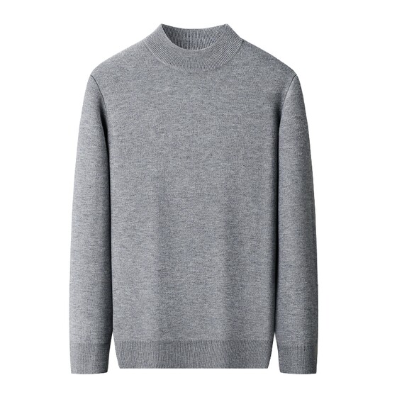 
2025 new men's velvet thickened woolen sweater winter half turtleneck one-piece velvet sweater warm inner knitted sweater