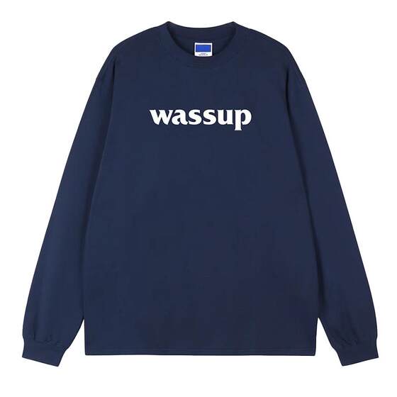 WassupHouse American printed long-sleeved T-shirt for men and women in autumn and winter, heavy cotton couple tops underwear trendy