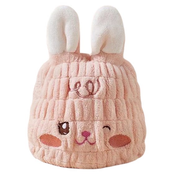 
Dry hair cap baby shower cap for girls cute cartoon water-absorbent bunny ears super absorbent shampoo quick-drying thickened shower cap