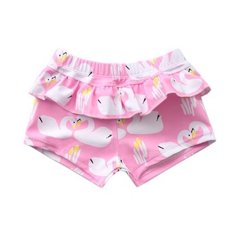 Girls' swimming trunks flat -horn female baby cute ruffled edges
