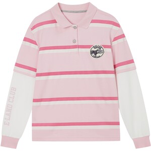 
[100% cotton] eland kids clothes for boys and girls T-shirts in spring and autumn contrasting colors fake two-piece long sleeves