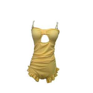 
Rose red one-piece swimsuit, feminine, slightly chubby, covering the flesh and making you look slimmer, 2026 new style ruffled sun protection cover-up for hot spring bathing