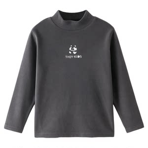 
Boys' German Velvet Bottoming Shirt 2026 Autumn and Winter New Children's Velvet Thickened Half Turtle Collar Long Sleeve T-shirt with Top