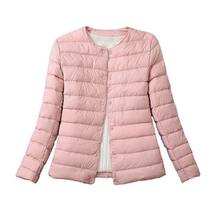 
Thin round neck plus fat plus size down jacket for women fat mm200*0.5kg collarless down liner ultra-light and ultra-thin