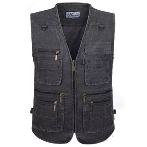 
Men's vest jacket pure cotton middle-aged and elderly horse clip casual loose crans outdoor multi-pocket dad fishing vest