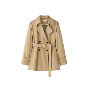 
TEASEL soft satin style Aohai acetic acid anti-wrinkle easy-to-maintenance double-breasted fashionable waist-hugging short windbreaker jacket