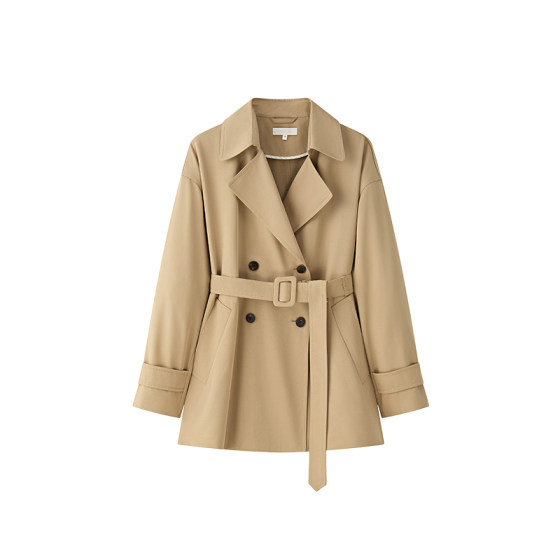 
TEASEL soft satin style Aohai acetic acid anti-wrinkle easy-to-maintenance double-breasted fashionable waist-hugging short windbreaker jacket