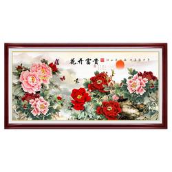 The Embroidered Pure Handmade Cross-stitch Diamond Painting Finished Flower Blooming Rich Peony New Full Diamond Living Room Hanging Painting