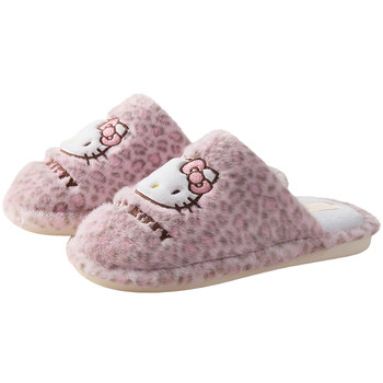 Genuine HelloKitty cotton slippers for women in winter cute soft-soled leopard print home indoor warm non-slip kt slippers