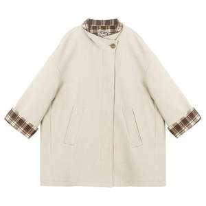 
KEIKO retro commuter plaid silhouette windbreaker for women 25 autumn British style small slim lapel jacket