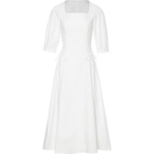 
sincethen French style skirt square neck long skirt small white skirt white skirt certificate wear dress women summer