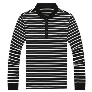 
Striped long-sleeved men's POLO shirt Spring and Autumn new pure cotton lapel T-shirt casual business t-shirt base top