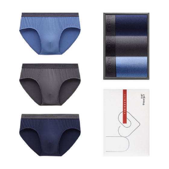 Three gun underwear men's ice silk high count modal light and thin 3A antibacterial Morandi color non-pinching briefs