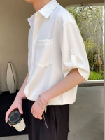 Летняя расширенная шелковая рубашка, короткий рукав, изысканный стиль
