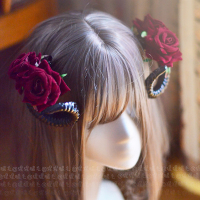 taobao agent +Orangutan ++ Diablo Rose Evil Corner hair accessories_ Gothic Lolita simulation vampire sheep