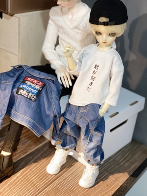 taobao agent [Sleeping home] BJD doll 4 -point doll jelly jelly jelly jeans jeans and white T -shirt MSD & MDD through
