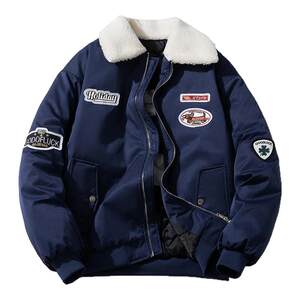 
MYES Makino Mori American Embroidery Couple Retro Lapel College Style Baseball Cotton Coat Men and Women Baseball Cotton Coat