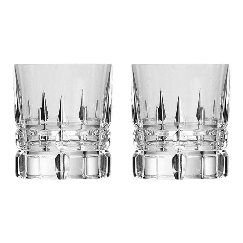 Bicchieri da whisky DIAMANTE - 'Due cuori' - Set di 6 bicchieri decorati con Swarovski in una scatola regalo foderata in raso - Italia