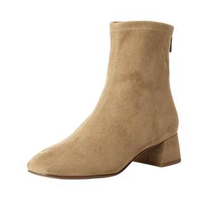 Belle Gallery holiday plus velvet fashion stretch boots anti-suede thick high heels slimming short boots BBWB1DZ5