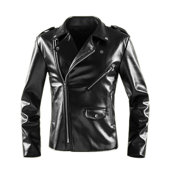 
Men's slim and trendy Korean style handsome 2024 new lapel youth zipper short motorcycle leather jacket